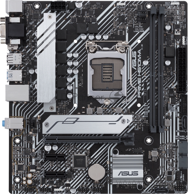 Материнская плата ASUS PRIME H510M-A, LGA1200, H510, 2*DDR4, D-Sub + DVI + HDMI, SATA3, Audio, Gb LAN, USB 3.2*4, USB 2.0*6, COM*1 header (w/o cable), mATX 90MB17C0-M0EAY0