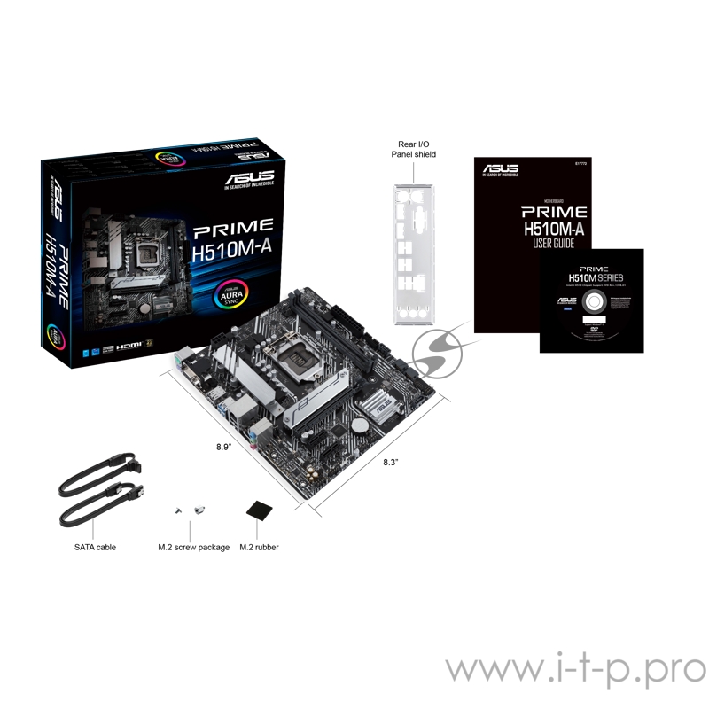Материнская плата ASUS PRIME H510M-A, LGA1200, H510, 2*DDR4, D-Sub + DVI + HDMI, SATA3, Audio, Gb LAN, USB 3.2*4, USB 2.0*6, COM*1 header (w/o cable), mATX 90MB17C0-M0EAY0