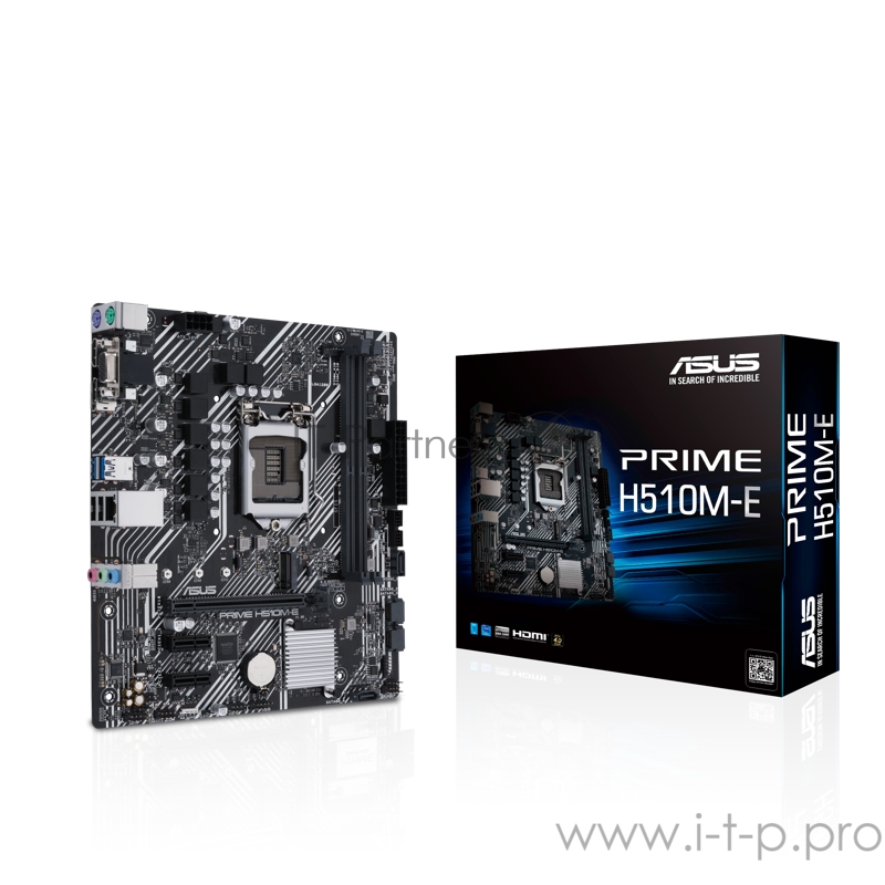 Материнская плата ASUS PRIME H510M-E, LGA1200, H510, 2*DDR4, D-Sub + HDMI, SATA3, Audio, Gb LAN, USB 3.2*4, USB 2.0*6, COM*1 header (w/o cable), mATX 90MB17E0-M0EAY0
