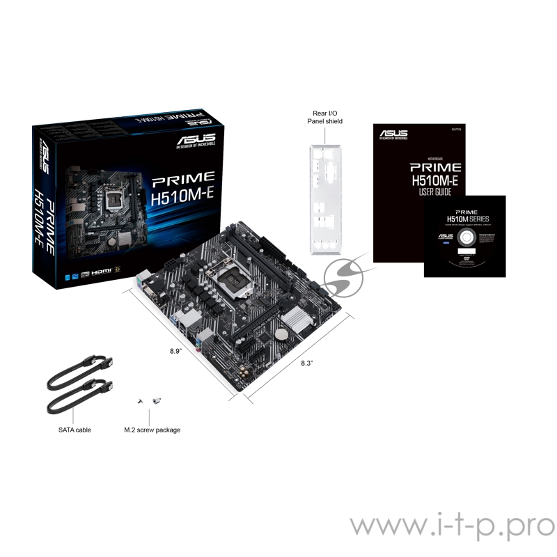 Материнская плата ASUS PRIME H510M-E, LGA1200, H510, 2*DDR4, D-Sub + HDMI, SATA3, Audio, Gb LAN, USB 3.2*4, USB 2.0*6, COM*1 header (w/o cable), mATX 90MB17E0-M0EAY0