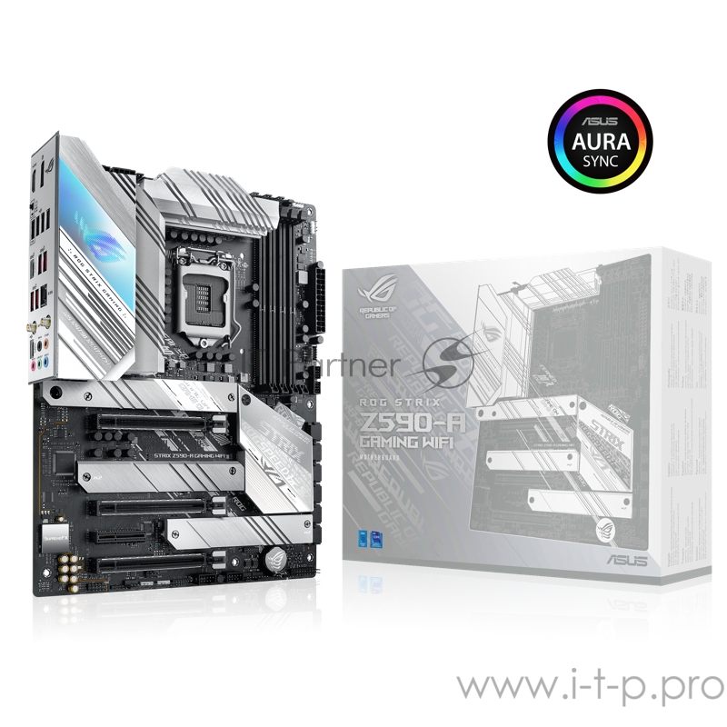 Материнская плата ASUS ROG STRIX Z590-A GAMING WIFI, LGA1200, Z590, 4*DDR4, HDMI+DP, CrossFireX, SATA3 + RAID, Audio, Gb LAN, USB 3.1*9, USB 2.0*6, COM*1 header (w/o cable), ATX 90MB1660-M0EAY0