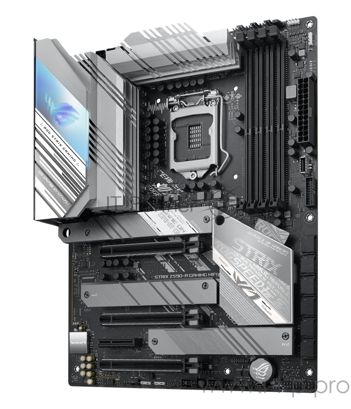 Материнская плата ASUS ROG STRIX Z590-A GAMING WIFI, LGA1200, Z590, 4*DDR4, HDMI+DP, CrossFireX, SATA3 + RAID, Audio, Gb LAN, USB 3.1*9, USB 2.0*6, COM*1 header (w/o cable), ATX 90MB1660-M0EAY0