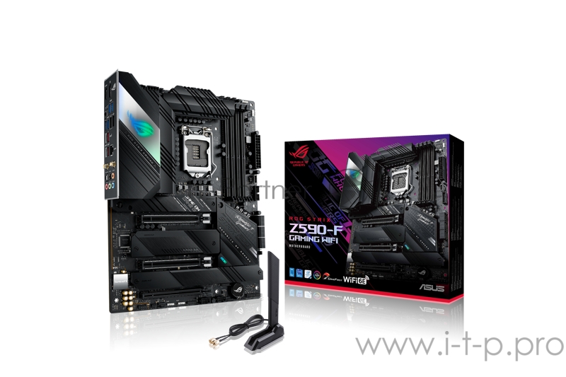 Материнская плата ASUS ROG STRIX Z590-F GAMING WIFI, LGA1200, Z590, 4*DDR4, DP+HDMI, SLI+CrossFireX, SATA3 + RAID, Audio, 2,5Gb LAN, USB 3.2*9, USB 2.0*4, COM*1 header (w/o cable), ATX 90MB1630-M0EAY0