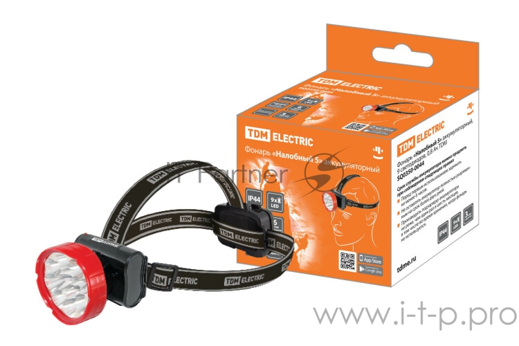 Фонарь «Налобный 5» аккумуляторный, 9 светодиодов, 0,8 Ач | SQ0350-0044 | TDM