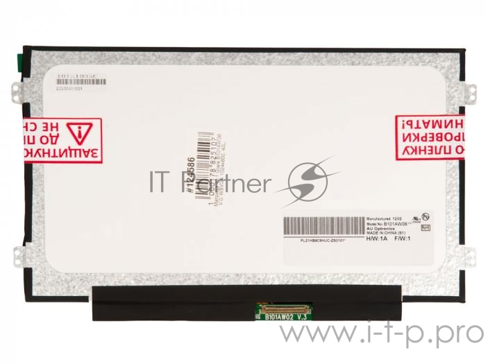 Матрица 10.1 Matte B101AW06 V.0, WSVGA 1024x600, 40L, cветодиодная (LED), AU Optronics, уши Л/П