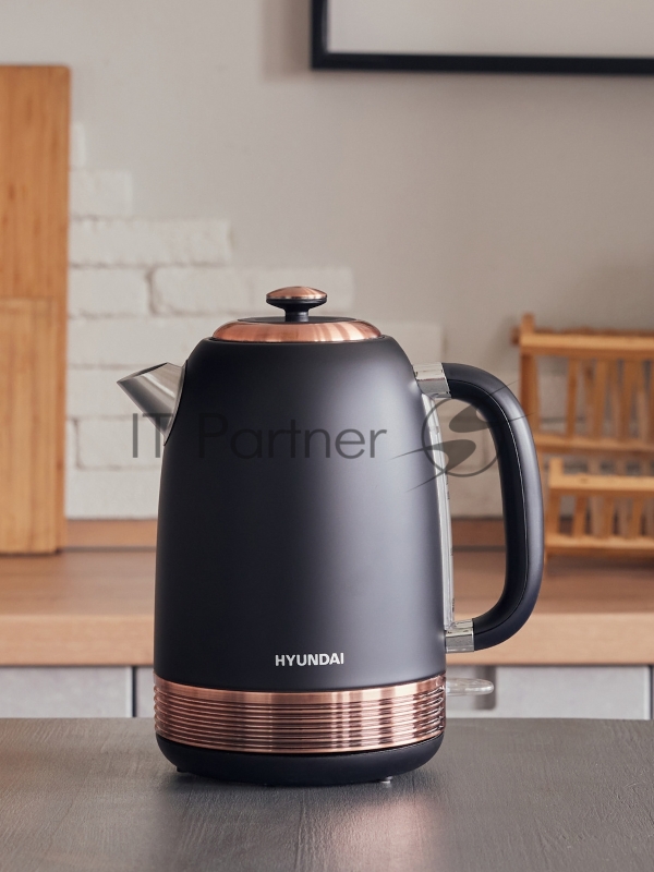 Чайник электрический Hyundai HYK-S4501 1.7л. 2200Вт черный/бронзовый (корпус: нержавеющая сталь/пластик)