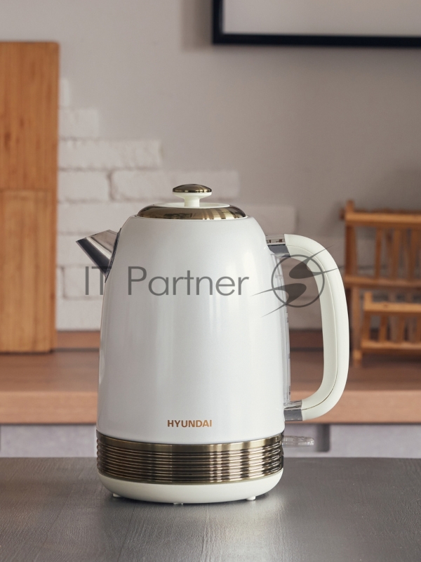 Чайник электрический Hyundai HYK-S4500 1.7л. 2200Вт жемчужный/золотистый (корпус: нержавеющая сталь/пластик)