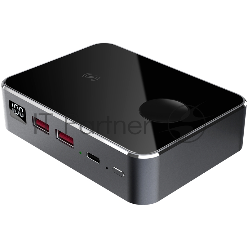 Аккумулятор внешний Prestigio Graphene PD PRO Watch, fast charging powerbank, 20000 mAh, 2*USB3.0 QC, 1*Type-C PD, wireless charger 10W, Apple Watch wireless charger 2,5W, LED indicator, leather case, cable type C-USB, 60W adapter, aluminium and temp