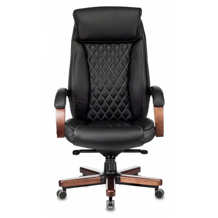 Кресло руководителя Бюрократ T-9924WALNUT черный кожа с подголов. крестовина металл/дерево
