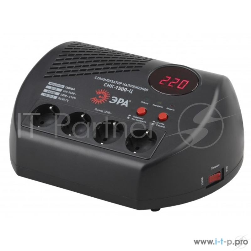 ЭРА Стабилизаторы напряжения ЭРА Б0031073 СНК-1500-Ц Стабилизатор напр. компакт, ц.д., 160-260В/220В, 1500ВА