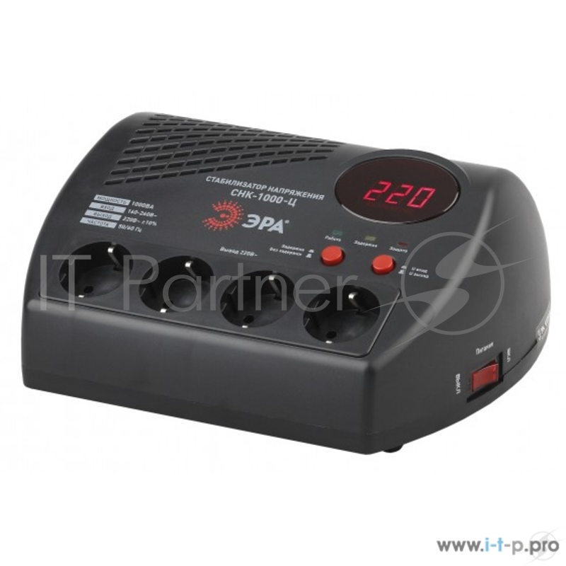 ЭРА Стабилизаторы напряжения ЭРА Б0031072 СНК-1000-Ц Стабилизатор напр. компакт, ц.д., 160-260В/220В, 1000ВА