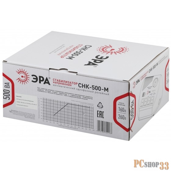 ЭРА Стабилизаторы напряжения ЭРА Б0031066 СНК-500-М Стабилизатор напр. компакт, м.д., 160-260В/220В, 500ВА