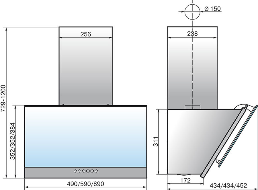 Вытяжка каминная ELIKOR Рубин S4 90П-700-Э4Д антрацит/черное стекло