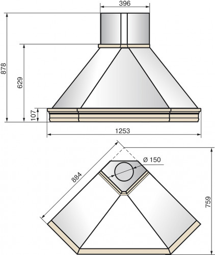 Вытяжка каминная ELIKOR Пергола 90П-650-П3Д бежевый/дуб неокр.