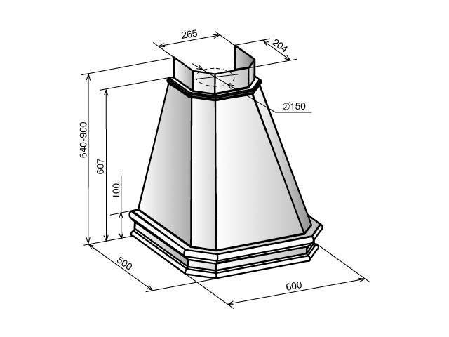 Вытяжка каминная ELIKOR Пергола 60П-650-П3Л бежевый/дуб неокр.