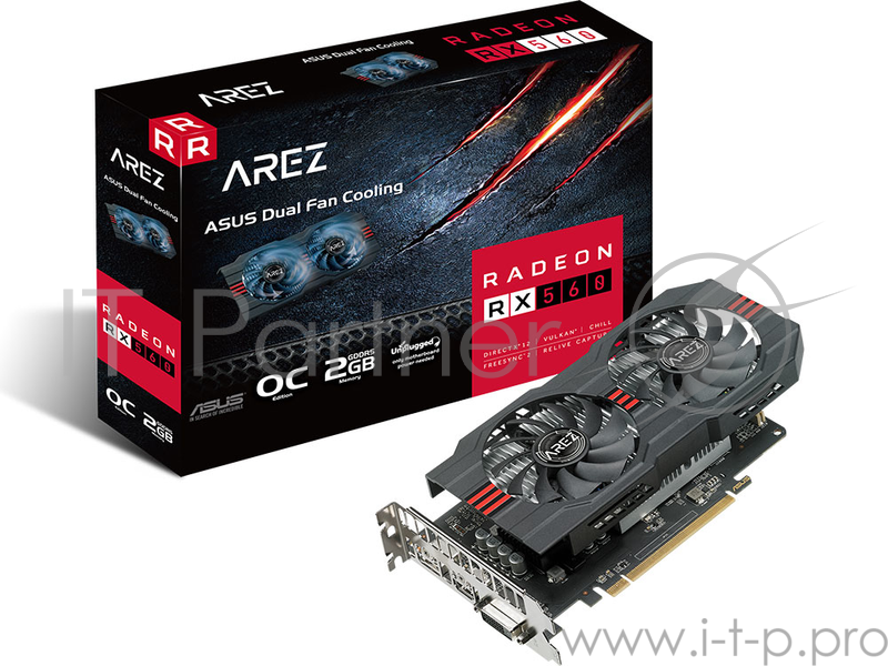 Видеокарта ASUS Radeon RX 560 2ГБ AREZ-RX560-O2G-EVO (Radeon RX 560, DDR5, DVI, HDMI, DP) (PCI-E)