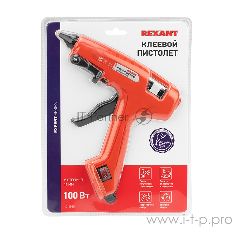 Пистолет клеевой REXANT, 100 Вт, Ø11 мм, «ЭКСПЕРТ», блистер