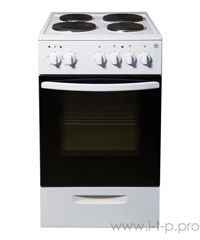 Плита электрическая, Цвет белый, 50*60*85, Кол-во конфорок 4, Объем духовки 64 л