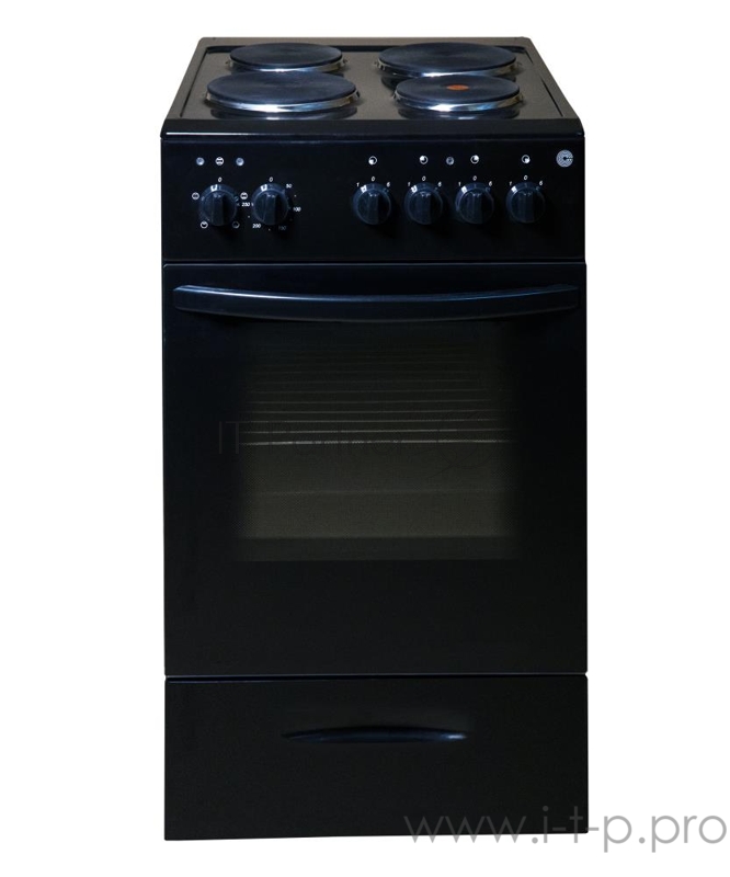 Плита электрическая, Цвет черный, 50*60*85, Кол-во конфорок 4, Объем духовки 64 л