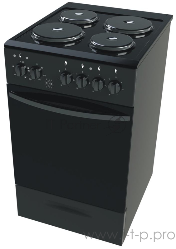 Плита электрическая, Цвет черный, 50*60*85, Кол-во конфорок 4, Объем духовки 64 л