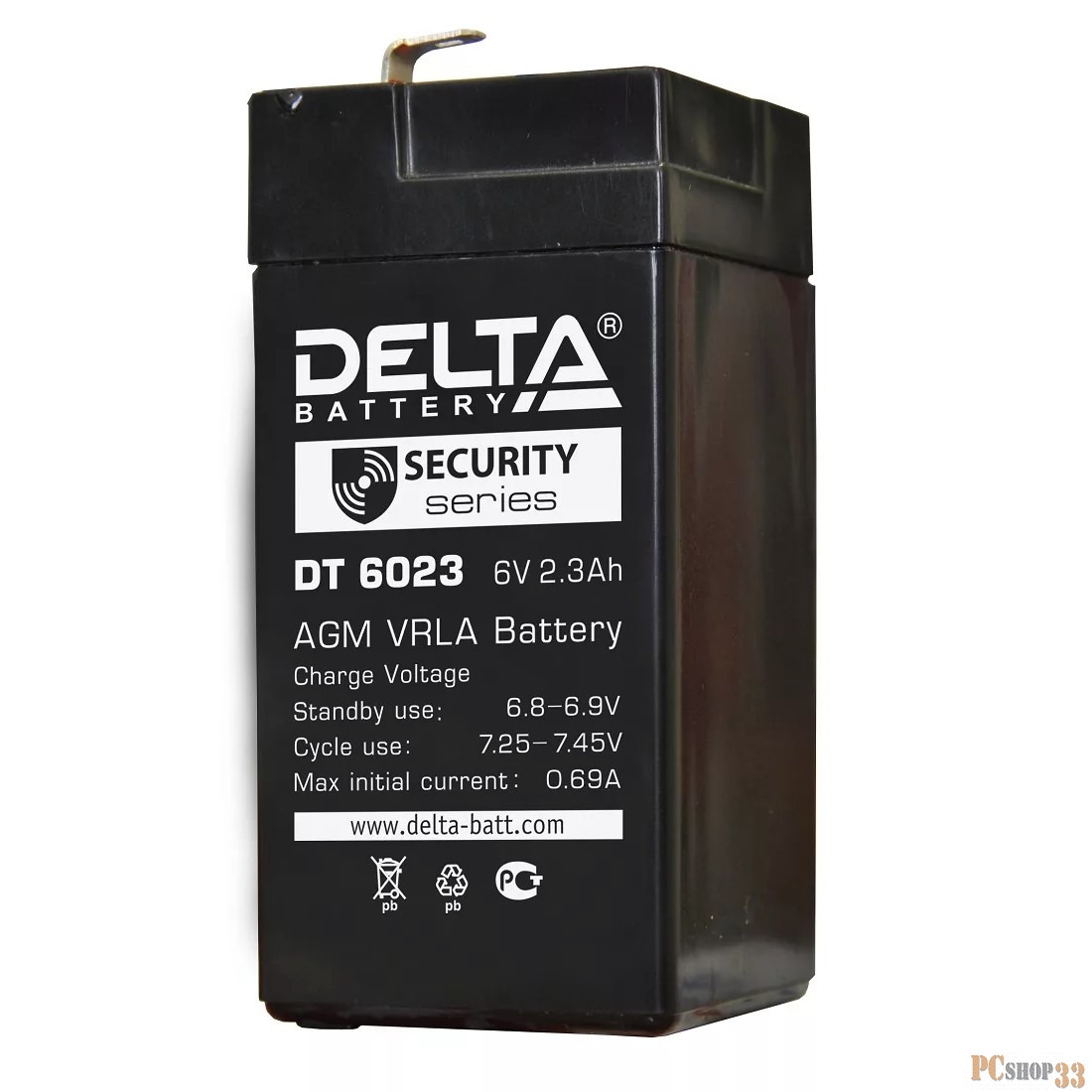 батареи Delta DT 6023 (75) (2,3 Ач, 6В) свинцово- кислотный аккумулятор