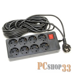 Сетевой фильтр 5bites SP8-B-75 Сетевой фильтр 5bites EXTRA , 8 розеток, 3x0.75mm2, 7.5м, черный