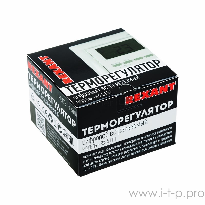 Терморегулятор цифровой REXANT RX-511H, белый, совместим с Legrand серии Valena