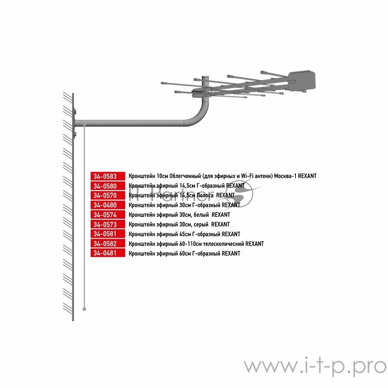 Кронштейн эфирный REXANT 30 см, белый
