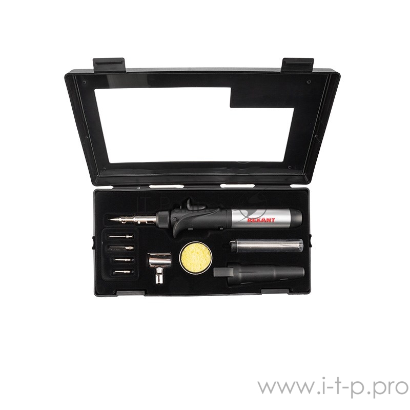 Паяльник REXANT газовый с пьезоподжигом, 17 мл, 11 предметов