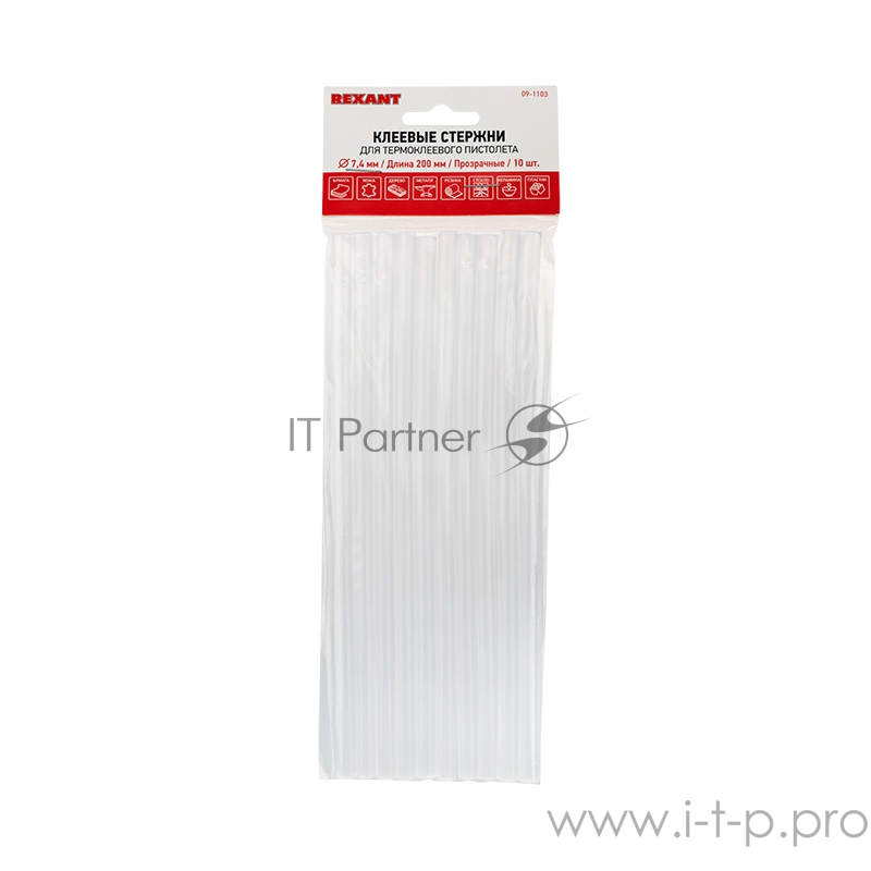 Стержни клеевые REXANT Ø 7 мм, 200 мм, прозрачные (10 шт./уп.) (хедер)