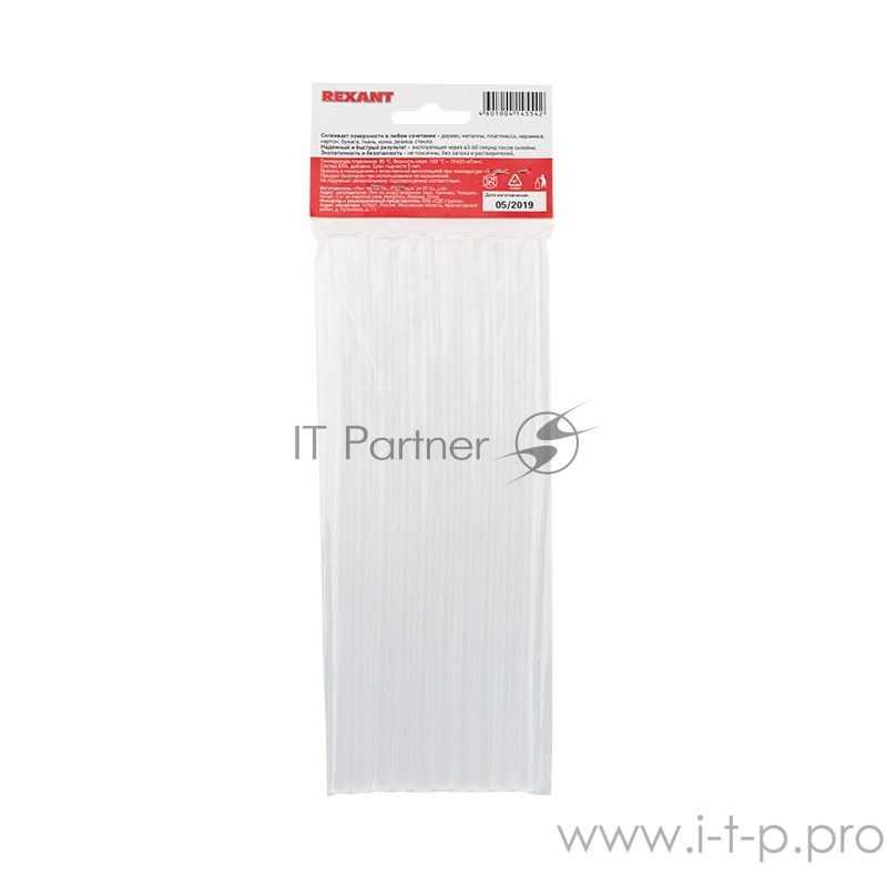 Стержни клеевые REXANT Ø 7 мм, 200 мм, прозрачные (10 шт./уп.) (хедер)