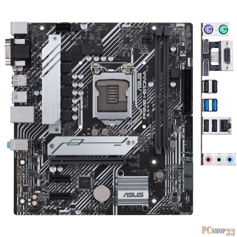 ASUS PRIME H510M-A, LGA1200, H510, 2*DDR4, D-Sub + DVI + HDMI, SATA3, Audio, Gb LAN, USB 3.2*4, USB 2.0*6, COM*1 header (w/o cable), mATX 90MB17C0-