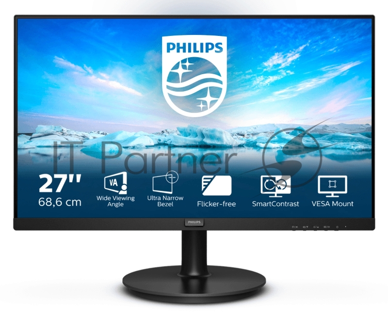 27 Philips 271V8L 1920x1080 75 Гц VA W-LED 16:9 4ms(GtG) 4ms D-Sub HDMI Mega Infinity DCR 3000:1 178/178 250cd Tilt Black