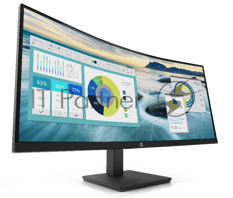 HP P34hc G4 34 Monitor Curved 3440x1440, 21:9, VA, 250 cd/m2, 3500:1, 5ms, HDMI, USB-C, USB, DisplayPort, Speakers, 50/60 Hz, Black (repl. 6GJ95AA,5D