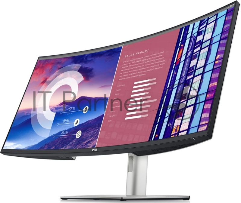 МОНИТОР 37.5 DELL U3821DW Black-Silver (IPS, изогнутый, 3840x1600, 5 ms, 178°/178°, 300 cd/m, 1000:1, +2xHDMI 2.0)