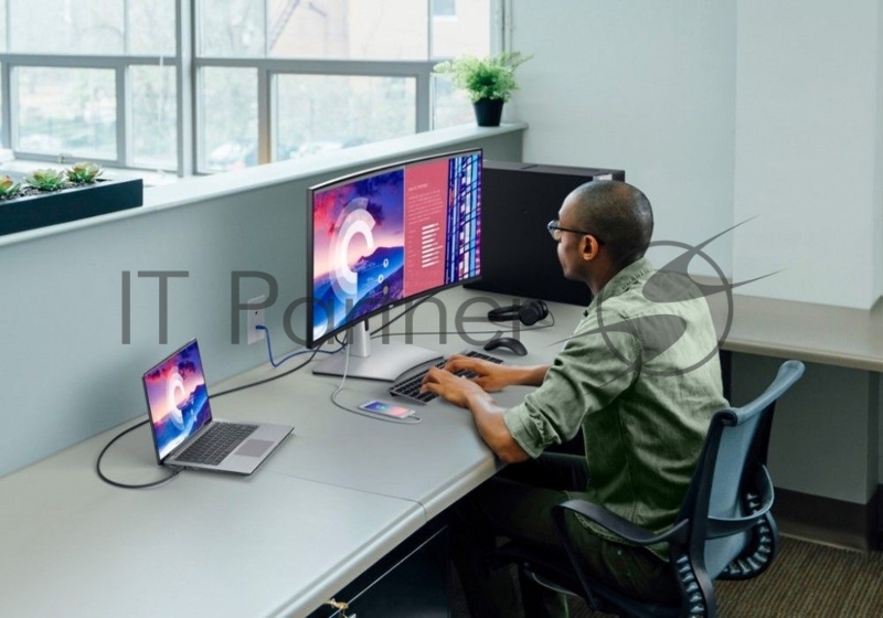 МОНИТОР 37.5 DELL U3821DW Black-Silver (IPS, изогнутый, 3840x1600, 5 ms, 178°/178°, 300 cd/m, 1000:1, +2xHDMI 2.0)