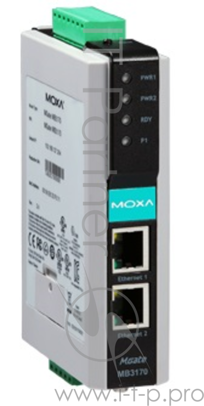 1-портовый преобразователь Modbus RTU/ASCII (1 x RS-232/422/485) в Modbus TCP (2 x Ethernet, 1 IP-адрес), монтаж на DIN-рейку