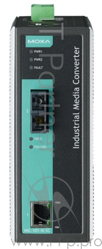 Промышленный конвертер Ethernet 10/100BaseTX в 100BaseFX (многомодовое оптоволокно, разъем SC), релейный выход