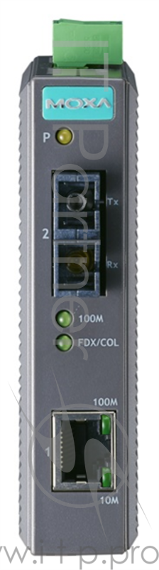 Промышленный конвертер Ethernet 10/100BaseTX в 100BaseFX (многомодовое оптоволокно, разъем SC, 1300 нм, до 5 км), в пластиковом корпусе, -10...+60С