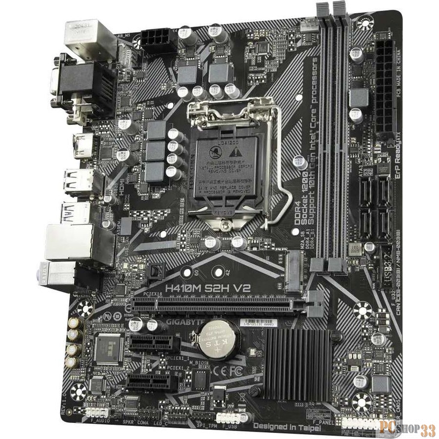 H410M S2H V2, Socket 1200, Intel®H470, 2xDDR4-2666, D-SUB+DVI-D+HDMI, 1xPCI-Ex16, 2xPCI-Ex1, 4xSATA3, 1xM.2, 8 Ch Audio, GLan, (4+2)xUSB2.0, (2+2)xUS