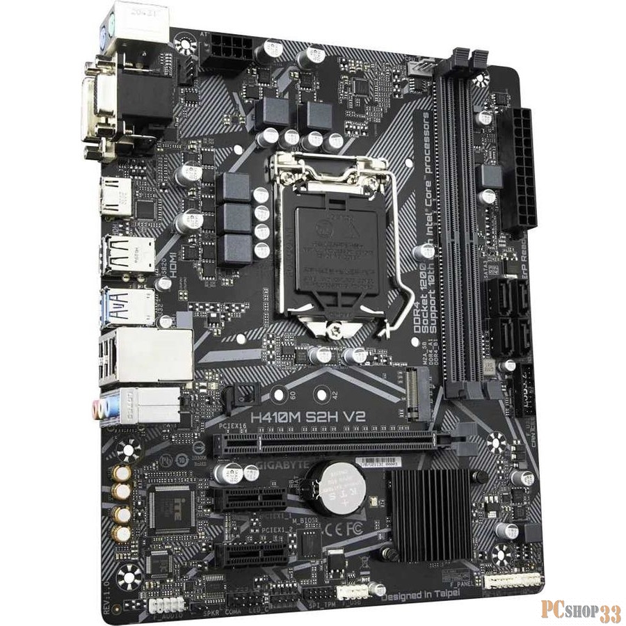 H410M S2H V2, Socket 1200, Intel®H470, 2xDDR4-2666, D-SUB+DVI-D+HDMI, 1xPCI-Ex16, 2xPCI-Ex1, 4xSATA3, 1xM.2, 8 Ch Audio, GLan, (4+2)xUSB2.0, (2+2)xUS