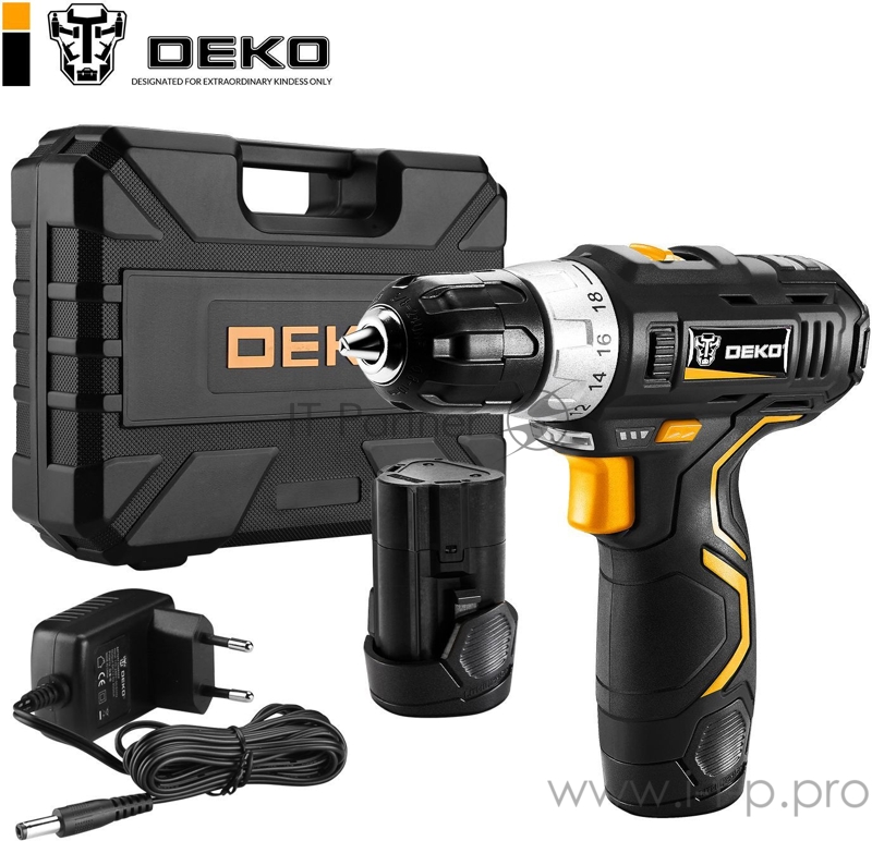 Дрель-шуруповерт Deko GCD12DU3 SET 3 аккум. патрон:быстрозажимной (кейс в комплекте)