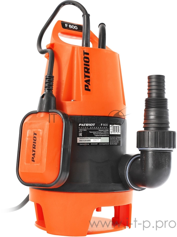 Насос садовый дренажный Patriot F 800 810Вт 13000л/час