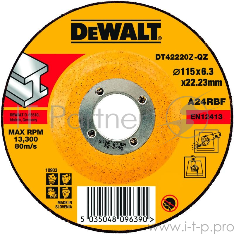 Круг зачистной DEWALT DT42620Z-QZ Ф230х6.3мм по металлу INDUSTRIAL тип 27