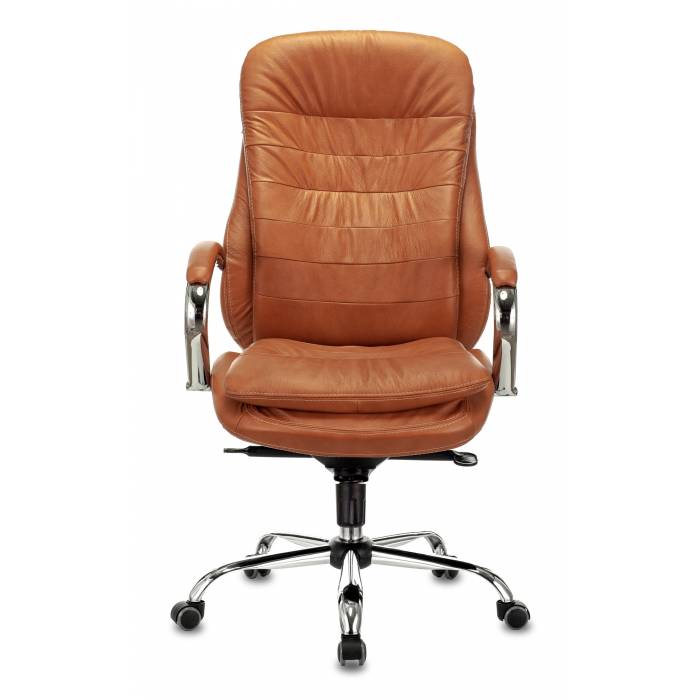 Кресло руководителя Бюрократ T-9950 рыжий Leather Ontano кожа крестовина хром