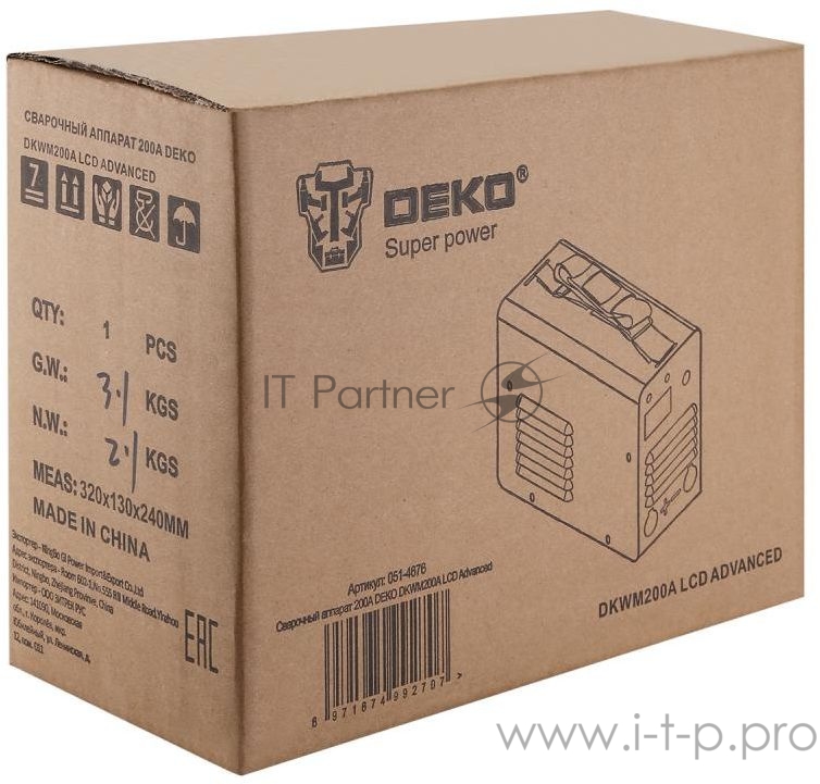 Сварочный аппарат Deko DKWM200A инвертор ММА DC 7.8кВт