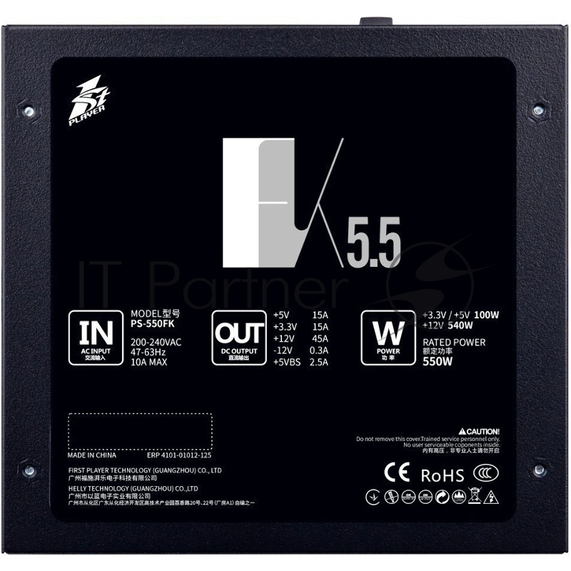 Блок питания 1STPLAYER FK 550W / ATX 2.4, APFC, 120mm fan / PS-550FK