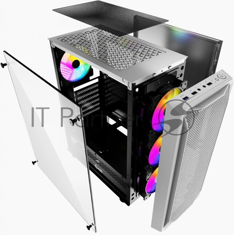 Корпус Powercase Mistral Z4 White, Tempered Glass, Mesh, 4x 120mm 5-color LED fan, белый, ATX (CMIZW-L4)