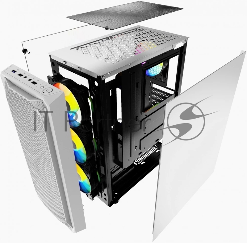 Корпус Powercase Mistral Z4 White, Tempered Glass, Mesh, 4x 120mm 5-color LED fan, белый, ATX (CMIZW-L4)