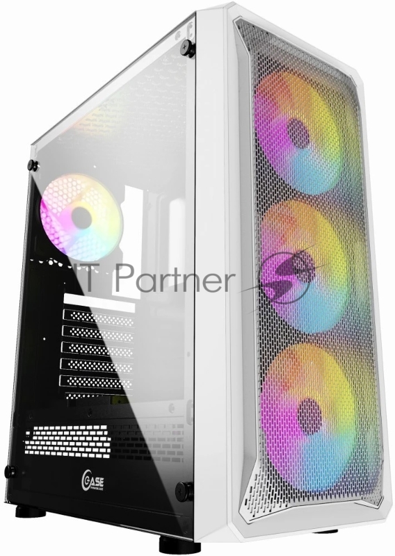 Корпус Powercase Mistral Z4 White, Tempered Glass, Mesh, 4x 120mm 5-color LED fan, белый, ATX (CMIZW-L4)
